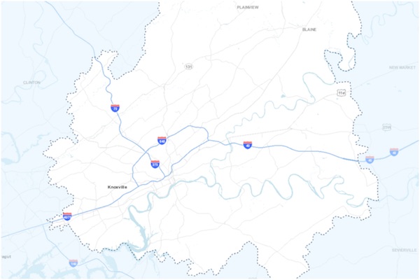 Map of KUB's entire service area. 